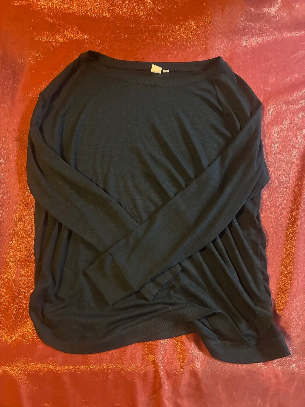 GAP Sweater Womens L Black Lightweight Boatneck Long Sleeve Knit Top Pullover
